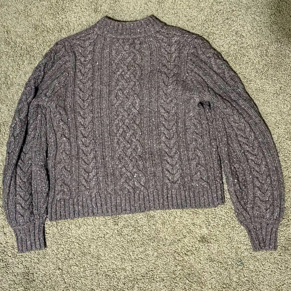 🍂🎃RARE Sezane ANDINA CARDIGAN Chunky Cable Knit Brown Sweater - Picture 5 of 11